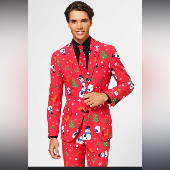 OppoSuits Christmaster 3 piece Suit Blazer, Pants and Tie NWOT - Picture 3 of 17